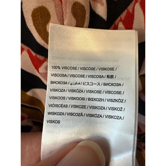 Farm Rio NWT Pineapple Jewelry Midi Dress Brown Pink Print Size Small - Picture 10 of 12